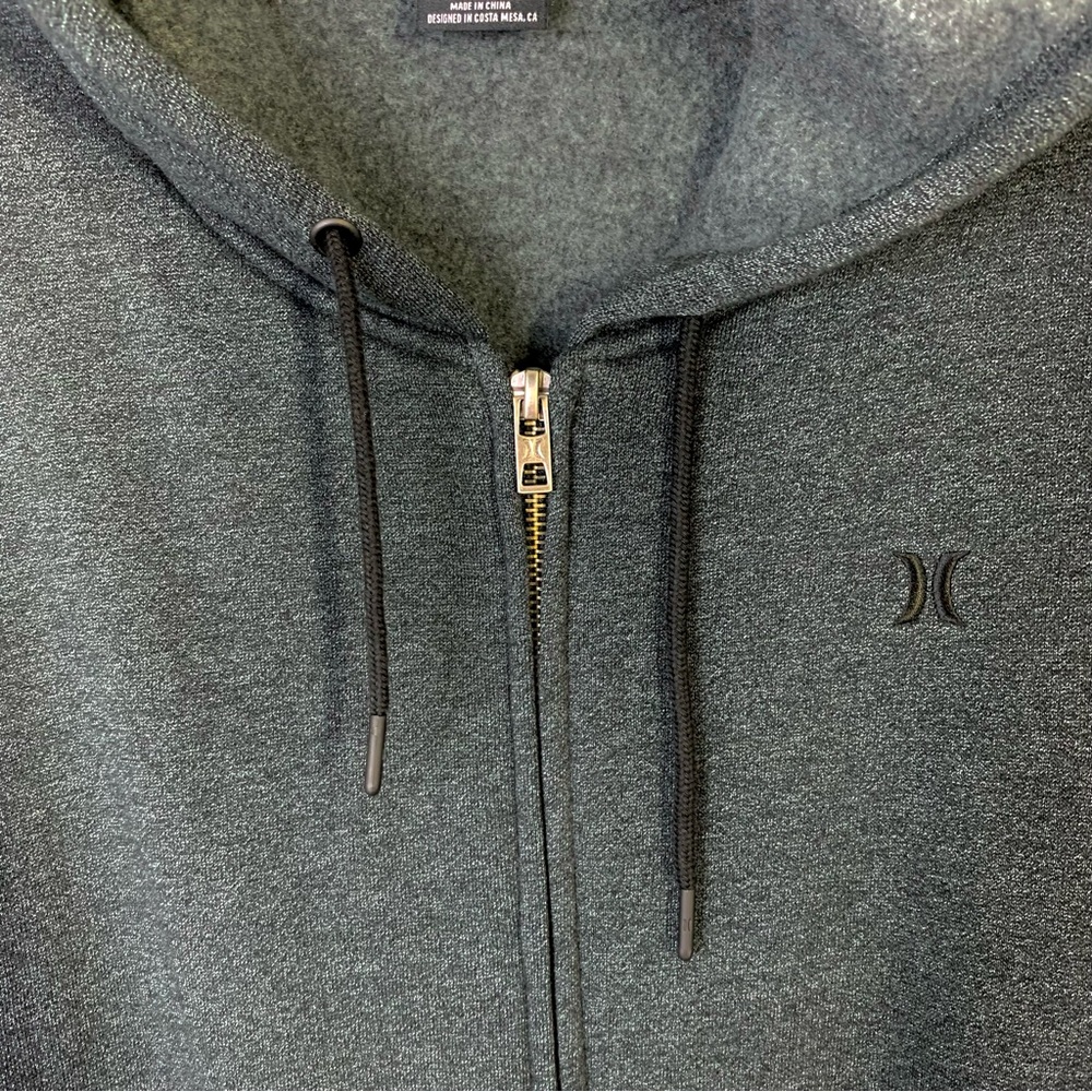 Mens Hurley Branstad Front Full Zip Hooded Jacket Black/Charcoal Size XL - Picture 4 of 8